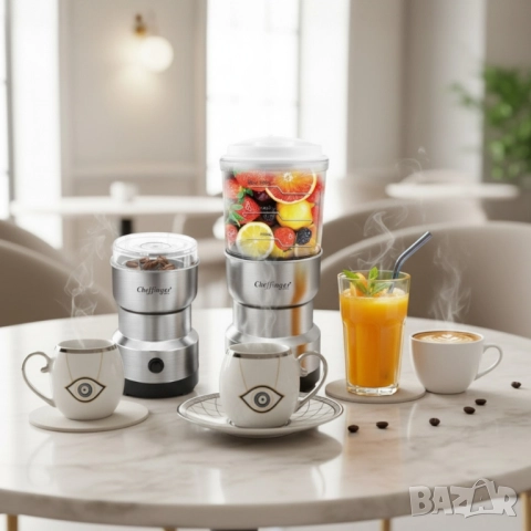 Луксозен порцеланов сервиз + 2в1 блендер и мелничка Cheffinger - Ексклузивен комплект 3 в 1, снимка 2 - Блендери - 52328028