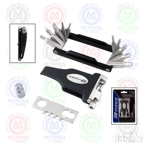 Многофункционален инструмент за велосипед FORCE ECO - 19 функции