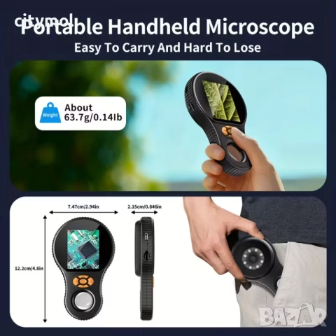 Дигитална лупа 2,4" IPS екран, 500x увеличение, LED, за запояване, оценка на бижута и др., снимка 4 - Друга електроника - 52655061