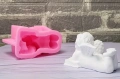 3D Дете ангел легнало с книга голям силиконов молд форма фондан гипс шоколад свещ декор, снимка 2