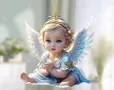 2D Акрилен топер Нежно дете бебе ангел фея висулка украса декор статуетка, снимка 1