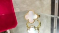 Van Cleef & Arpels VCA Gold Mother of Pearl Vintage Alhambra Дамски Пръстен, снимка 5