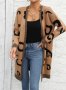 Дамска стилна плетена жилетка със средна дължина и леопардов принт с дълги ръкави, 2цвята - 023, снимка 3