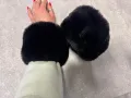 Черни Маншети Пухени Еко косъм Изкуствен с пух, снимка 2