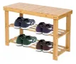 4410 Бамбукова пейка с рафтове за обувки  светло дърво, снимка 1