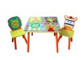 Детска Маса с 2 Столчета, Комплект от Дърво - за Учене, Игра, Рисуване, Хранене - SAFARI, снимка 1 - Мебели за детската стая - 41455042
