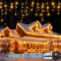 Коледни лампички тип завеса 3м, Коледна завеса, жълта светлина, снимка 1