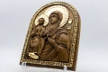 Позлатена релефна икона на Дева Мария Троеручица с варак, снимка 3