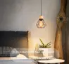Комплект 2 броя висящи лампи TOKIUS – Vintage Industrial, E27, черни с дървени елементи, снимка 4