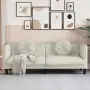 vidaXL Диван с възглавници, 3-местен, кремав, кадифе, снимка 2