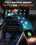 SYACHI 2-in-1 Wireless CarPlay & Android Auto Adapter – USB-A/USB-C, iPhone & Android, снимка 2
