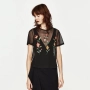 Мрежеста дамска тениска Zara с бродирани цветя - безплатна доставка, снимка 5