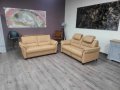 Комплект дивани две двойки от плат цвят карамел LS672117, снимка 1 - Дивани и мека мебел - 44216016