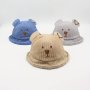 Детска 3D сладка кадифена ветроустойчива шапка Мече, снимка 1 - Шапки, шалове и ръкавици - 44451943