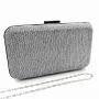 Официалана дамска чанта клъч сребърна с едър брокат твърда, снимка 1