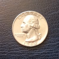 Quarter Dollar 1964 USA.Сребро!, снимка 1 - Нумизматика и бонистика - 44180580