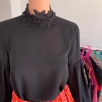 Черна блуза риза Zara , снимка 8 - Блузи с дълъг ръкав и пуловери - 40818802
