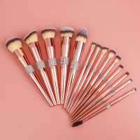 Donna Crystal Makeup Brush Set – Комплект От Розово Злато Четки за Грим с Кристали, снимка 6 - Декоративна козметика - 41673934
