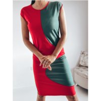 Уникална вталена рокля Red-Green  , снимка 3 - Рокли - 41021393