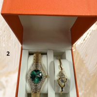 Подаръчен комплект часовник и гривна с кристали, снимка 2 - Подаръци за жени - 44804972