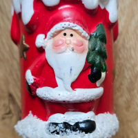 Свещник керамичен Коледен + Свещ дядо Коледа + късметче, снимка 2 - Декорация за дома - 44808998