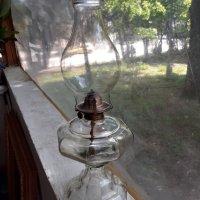 Стъклена газена лампа, снимка 1 - Антикварни и старинни предмети - 40549974
