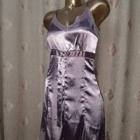 L Сатенена рокля в лилаво с пайети и воал, снимка 2 - Рокли - 41769426