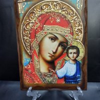 Икона на платно А4 на Пресвета Майка Богородица Закрилница - ръчна изработка . Модел Б., снимка 4 - Икони - 42689222