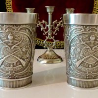 Халба,чаша от калай,ловна тема. , снимка 3 - Антикварни и старинни предмети - 41790809