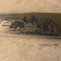 Руски ловен нож с гравирани Глигани стомана 65х13, снимка 3 - Ножове - 33798085