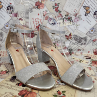 Елегантни дамски сандалети официални обувки на ток в сребрист цвят модел: 2088-58 silver, снимка 3 - Дамски обувки на ток - 44741581