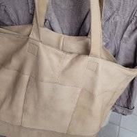 Естествена кожа ОГРОМНА чанта,тип торба,бежева, снимка 3 - Чанти - 41687693