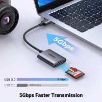 GREEN USB 3.0 четец 2-в-1 SD/TF с два слота, SDHC, SDXC, MMC Micro, RS MMC, Micro SD, алуминиев корп, снимка 6 - Други - 41608220