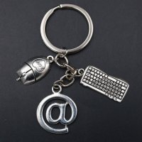 Метален хромиран ключодържател "мишка,клавиатура @", снимка 1 - Аксесоари и консумативи - 39350128