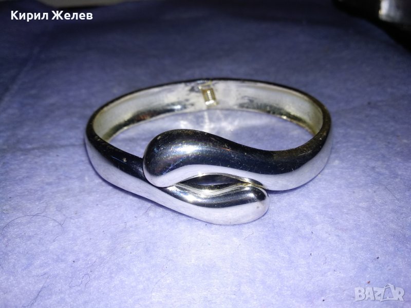 СРЕБРИСТА ХРОМИРАНА ВИНТИДЖ - АРТ ФИГУРАЛНА ЗМИЕВИДНА МЕСИНГОВА АРТ ГРИВНА 26609, снимка 1