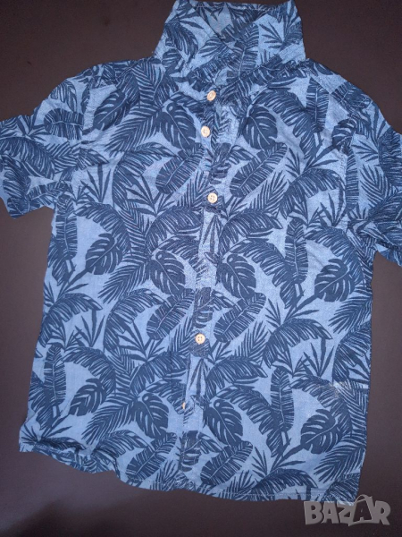 5-6г 116см Риза Тениска Блуза с къс ръкав H&M памук без следи от употреба, снимка 1