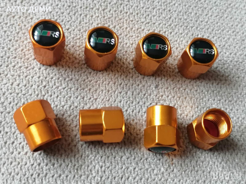 Неръждаем метал капачки за вентили винтили на гуми с емблеми на Шкода ВРС VRS кола автомобил, снимка 1