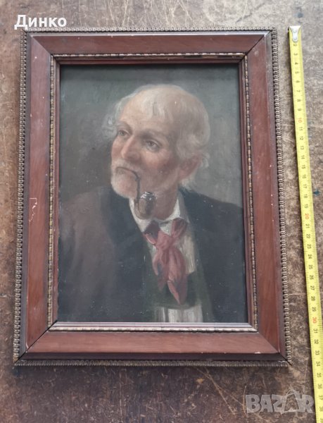 Стара картина от 19век маслени бои върху дърво оригинал. , снимка 1