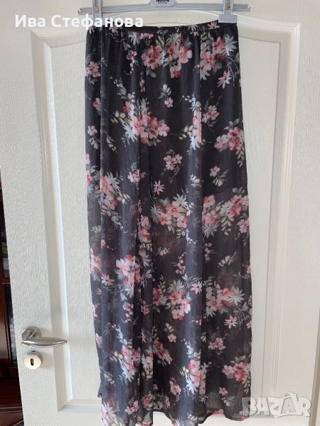 Нова дълга елегантна ежедневна ефирна пола флорален принт ластик в талията , снимка 1