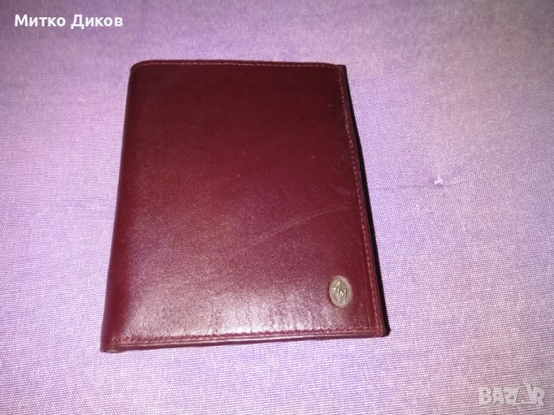 Портфейл АМ марков нов винтидж Западна Германия естествена кожа 125х100мм, снимка 1