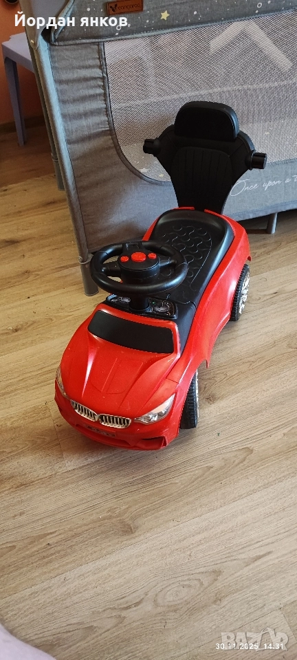 Детска Кола за Яздене (Бутане) тип БМВ – С Музика, Клаксон и Звуци!, снимка 1
