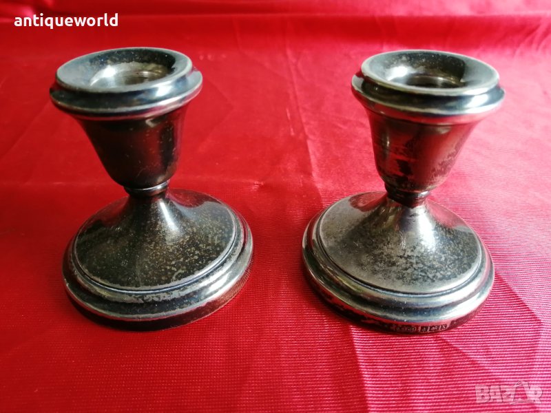 Комплект Английски СРЕБЪРНИ Свещници  123гр., снимка 1