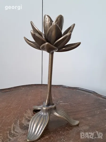 Бронзов свещник цвете  19/1, снимка 1