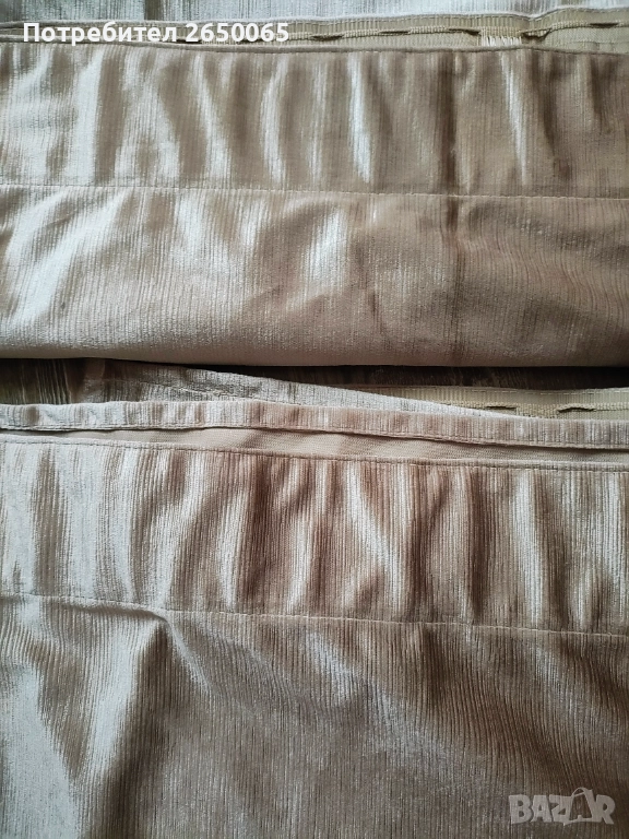Нови плътни пердета в бежово-златист цвят/ 2 броя!, снимка 1
