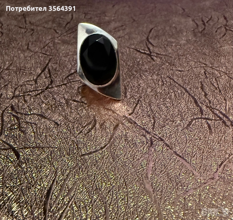 Сребърен пръстен с черен оникс, снимка 1