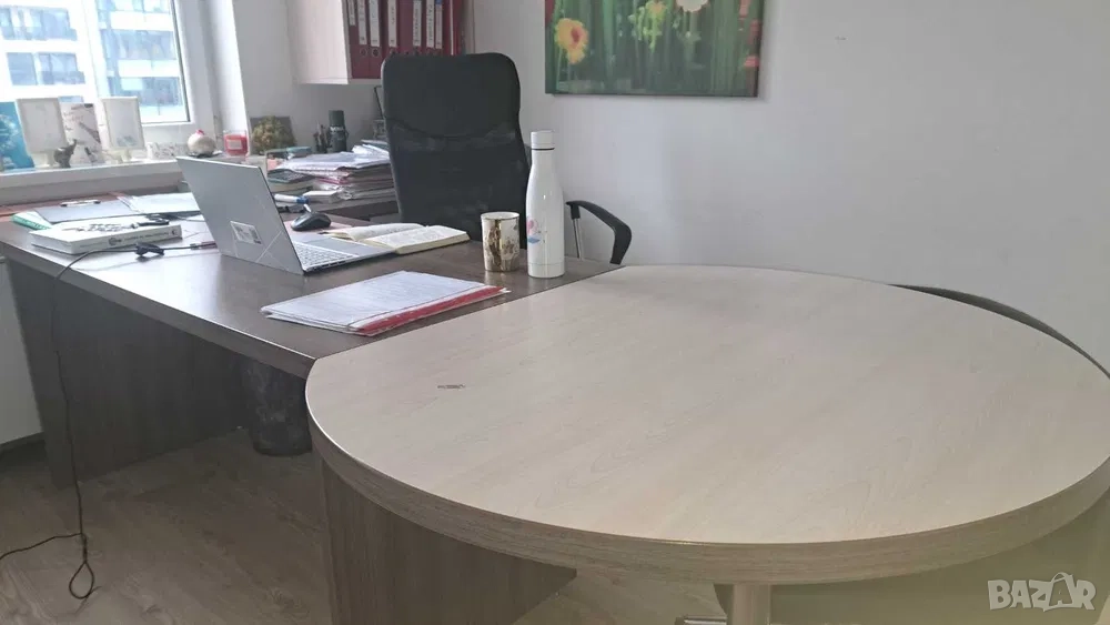 Специално Г-образно бюро с допълнителна маса, снимка 1