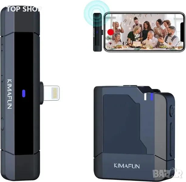 Безжичен петличен микрофон KIMAFUN за смартфон с камера, телефон с Android, снимка 1