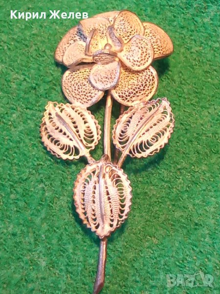 СРЕБЪРНА ФИЛИГРАННА РОЗА БРОШКА СРЕБРО 800 МАЙСТОРСКА УНИКАЛНА СТАРИННА РЪЧНА ФИНА ИЗРАБОТКА 25371, снимка 1