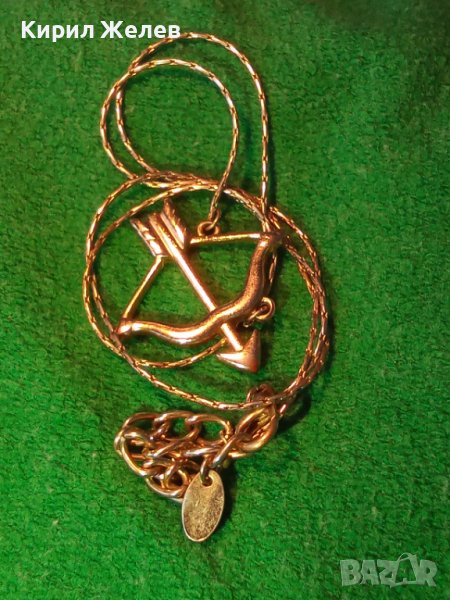 ZARA ФИНО МАРКОВО ПОЗЛАТЕНО БРОНЗОВО ВИНТИДЖ АРТ КОЛИЕ с ФИГУРАЛЕН ПЕНДАНТ ЛЪКА на АМУР 38646, снимка 1