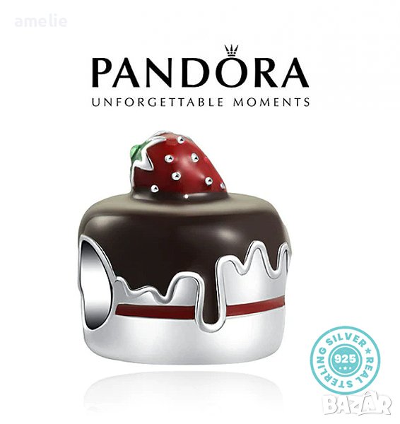 Талисман сребро 925 Pandora Yummy Chocolate Cake. Колекция Amélie, снимка 1